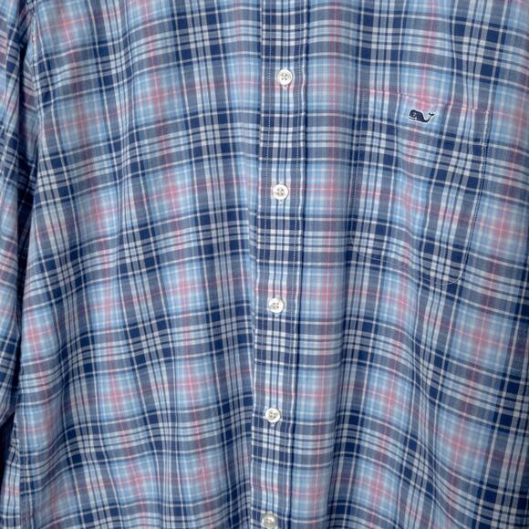 Vineyard Vines Men’s Shirt Nautical Preppy Coastal Blue Plaid Cotton Size XL - Picture 4 of 7